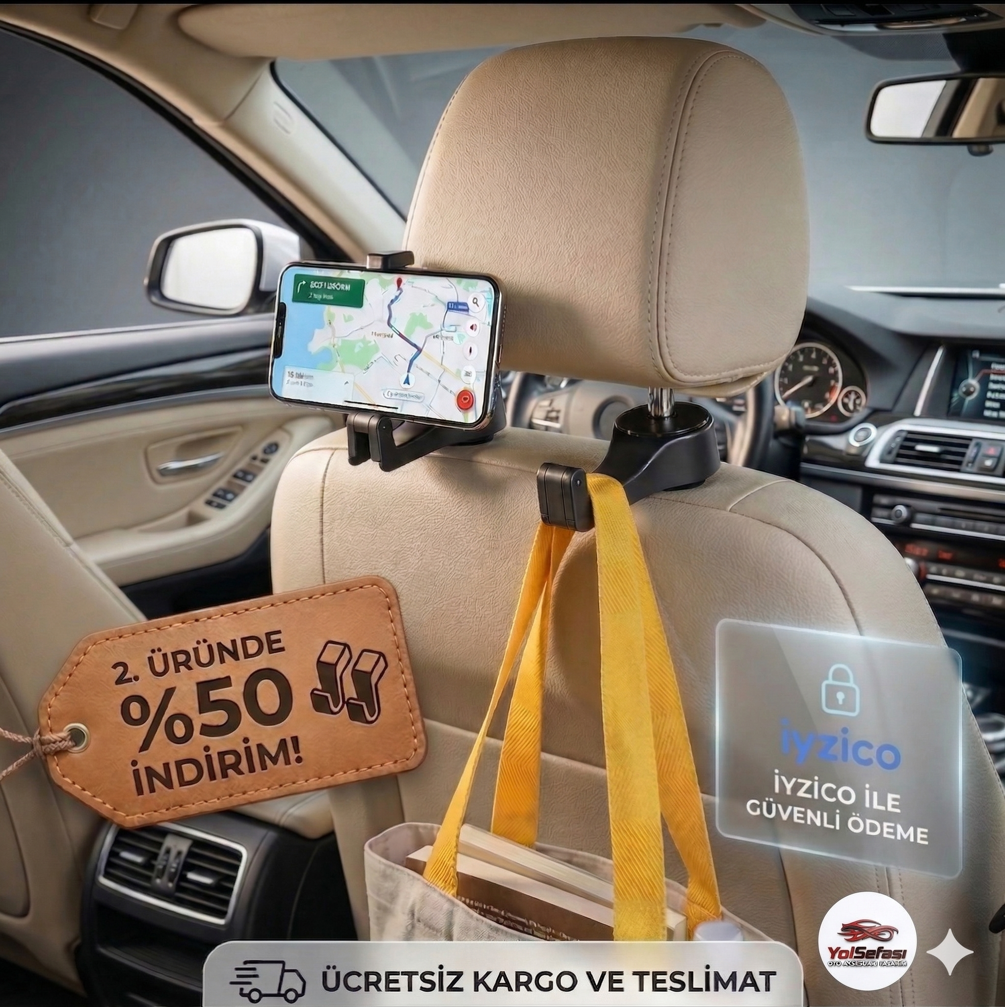 4.Araba Koltuk Arkası Telefon Tutucu Askılık